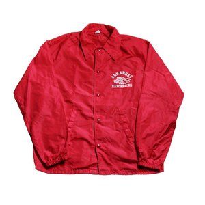 Vintage 1980s Arkansas Razorbacks Coach Jacket Win